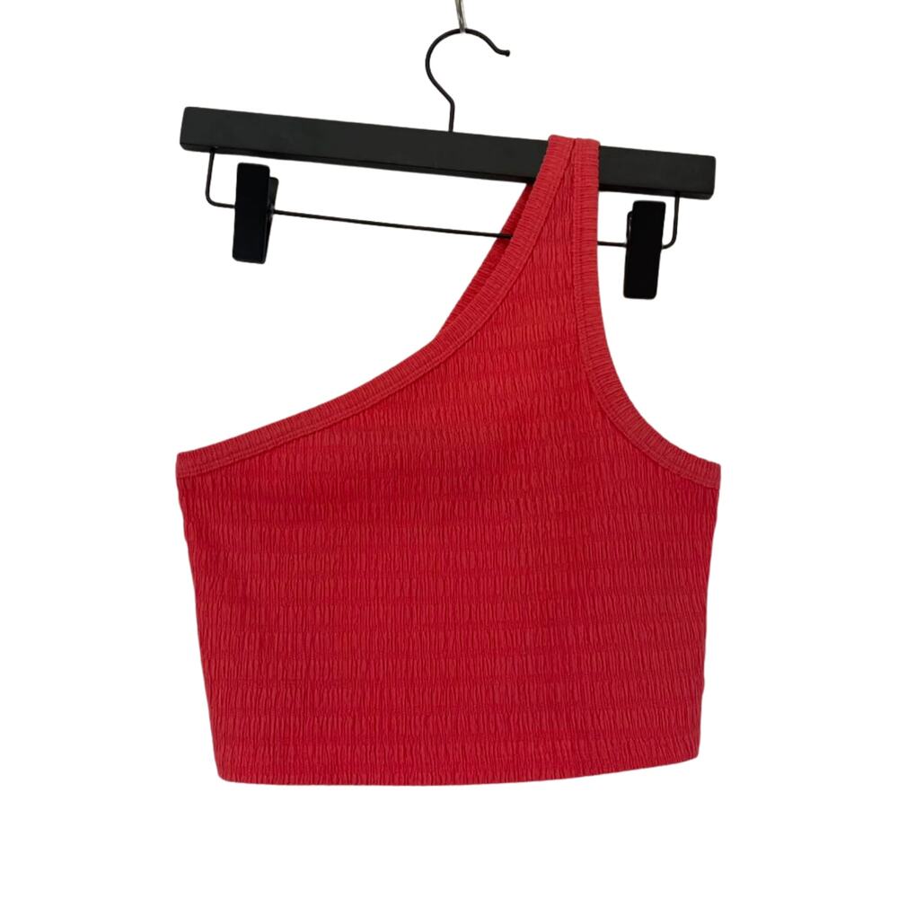 American Eagle Women's  One Shoulder Coral Crop Top Sz M